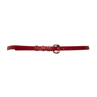 Plus Size Leatherette Belt with Gold Buckle Red
